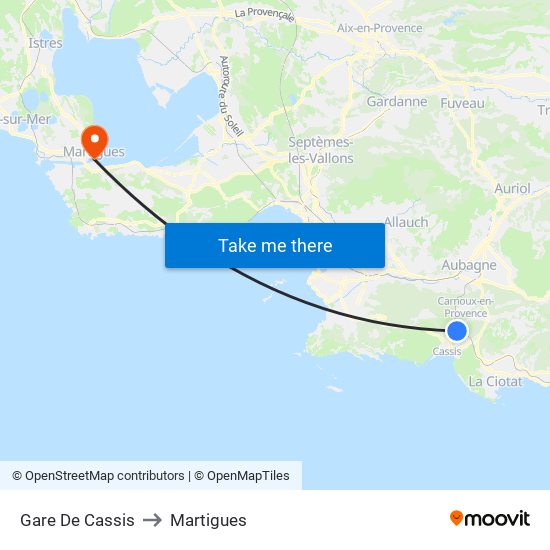 Gare De Cassis to Martigues map