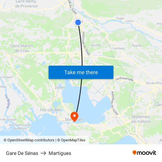 Gare De Sénas to Martigues map
