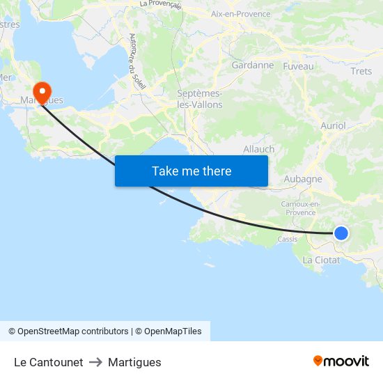 Le Cantounet to Martigues map