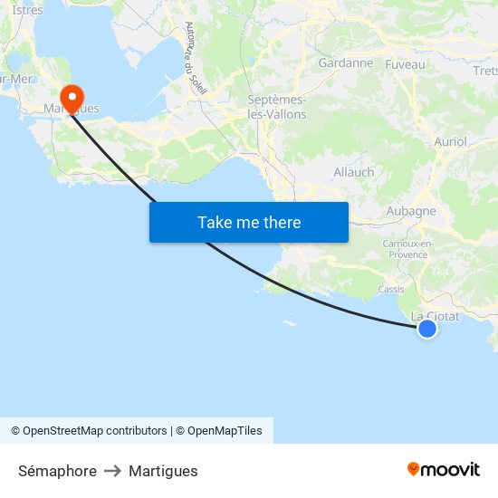 Sémaphore to Martigues map