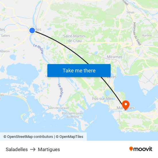 Saladelles to Martigues map
