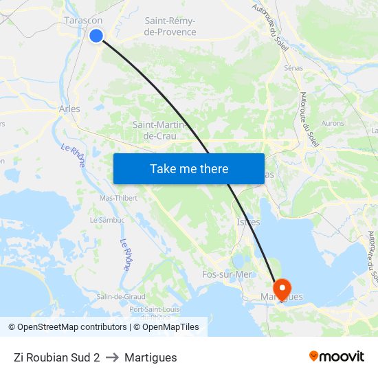 Zi Roubian Sud 2 to Martigues map