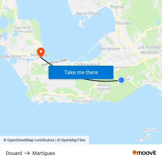 Douard to Martigues map