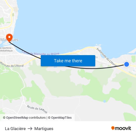 La Glacière to Martigues map