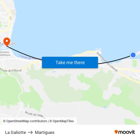 La Galiotte to Martigues map