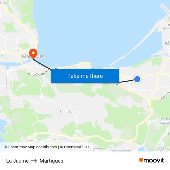 La Jaume to Martigues map