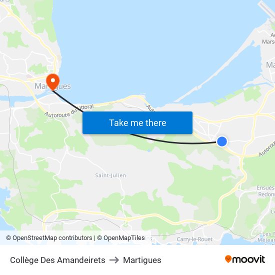 Collège Des Amandeirets to Martigues map