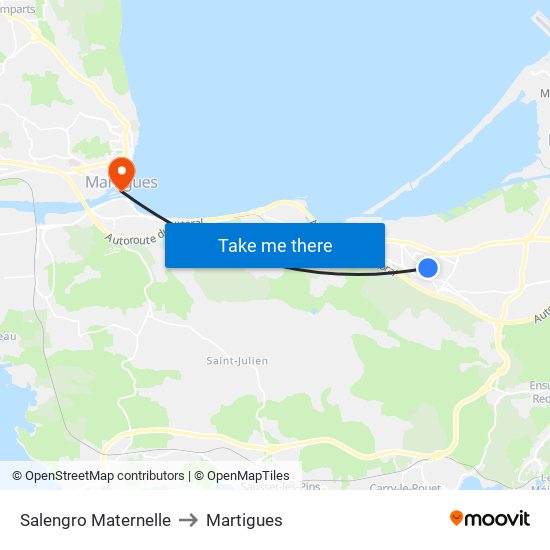 Salengro Maternelle to Martigues map