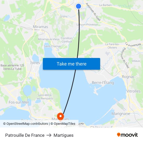 Patrouille De France to Martigues map