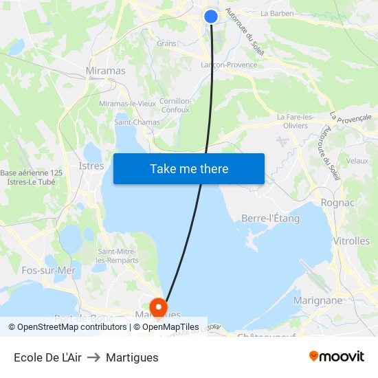 Ecole De L'Air to Martigues map