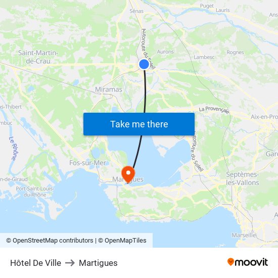 Hôtel De Ville to Martigues map