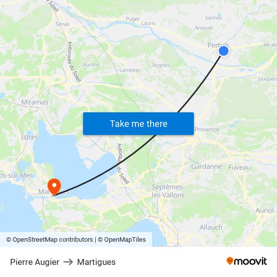Pierre Augier to Martigues map