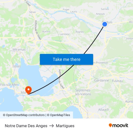 Notre Dame Des Anges to Martigues map