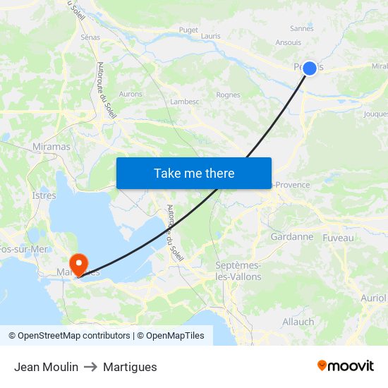 Jean Moulin to Martigues map