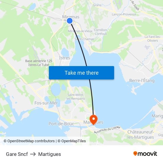 Gare Sncf to Martigues map