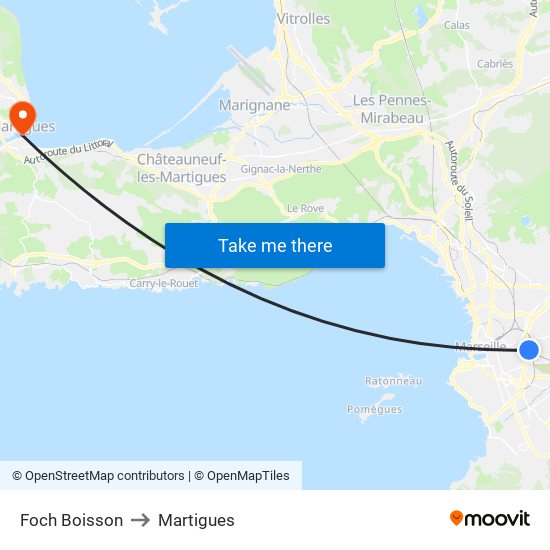 Foch Boisson to Martigues map