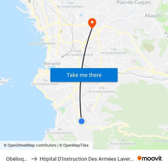 Obélisque to Hôpital D'Instruction Des Armées Laveran map