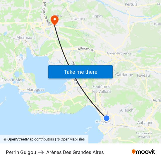 Perrin Guigou to Arènes Des Grandes Aires map