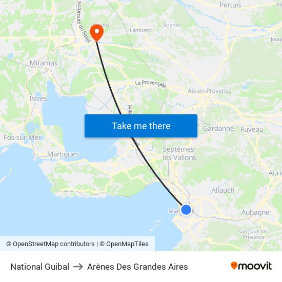 National Guibal to Arènes Des Grandes Aires map