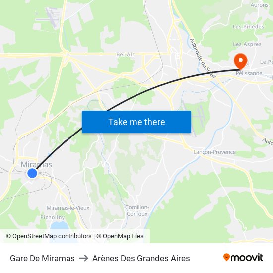 Gare De Miramas to Arènes Des Grandes Aires map
