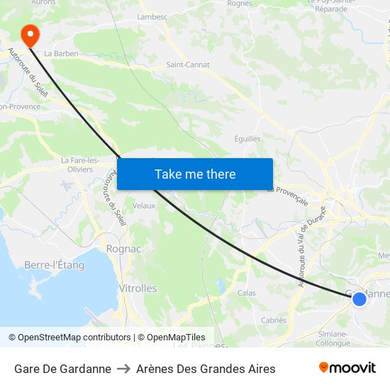 Gare De Gardanne to Arènes Des Grandes Aires map