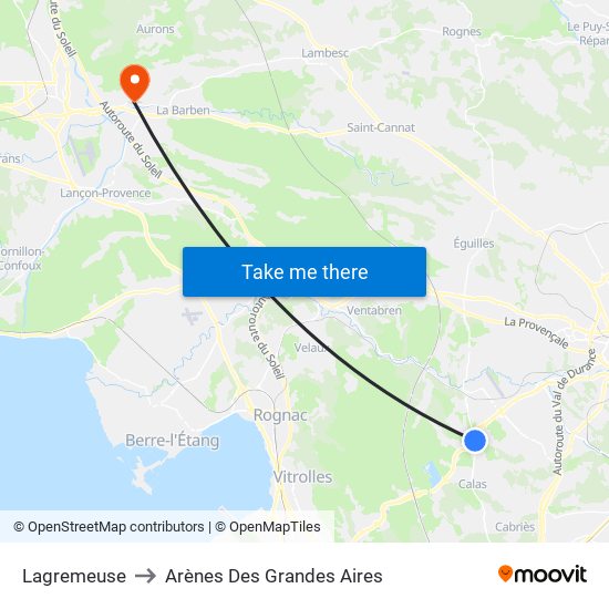 Lagremeuse to Arènes Des Grandes Aires map