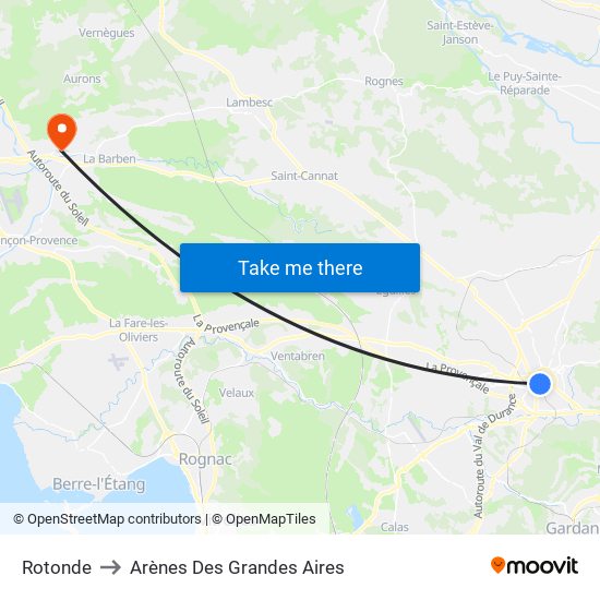 Rotonde to Arènes Des Grandes Aires map