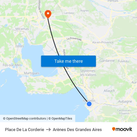 Place De La Corderie to Arènes Des Grandes Aires map
