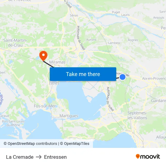 La Cremade to Entressen map