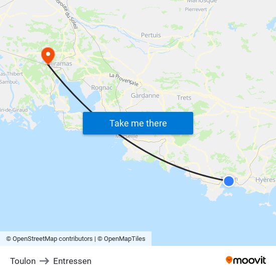 Toulon to Entressen map