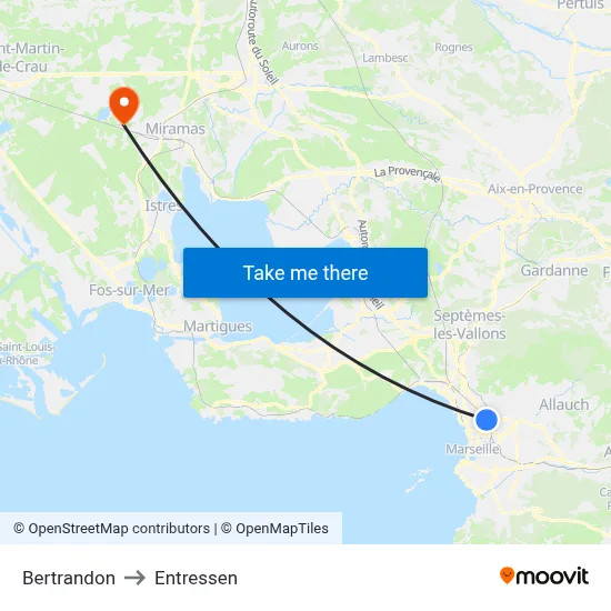 Bertrandon to Entressen map