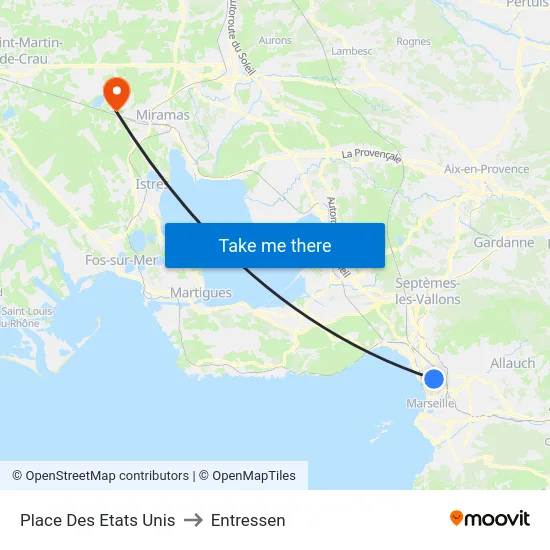 Place Des Etats Unis to Entressen map