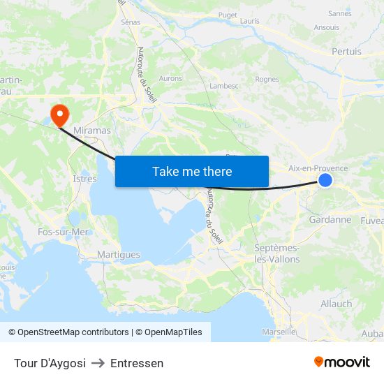 Tour D'Aygosi to Entressen map