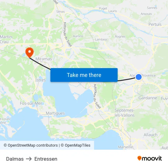Dalmas to Entressen map