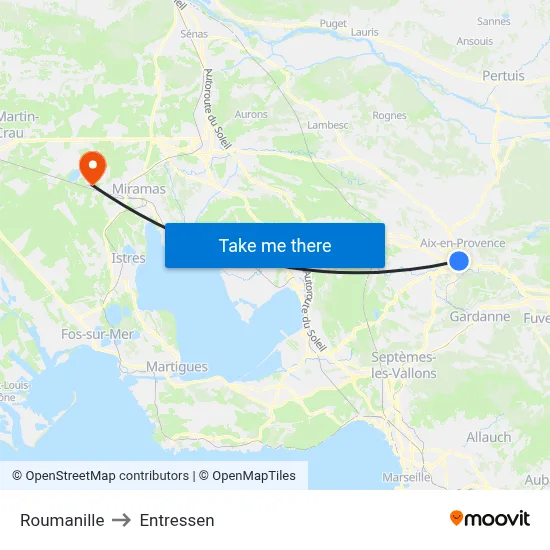 Roumanille to Entressen map