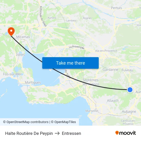 Halte Routière De Peypin to Entressen map