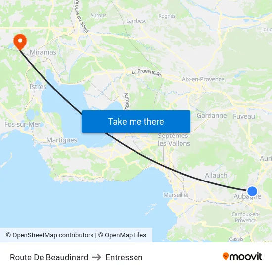 Route De Beaudinard to Entressen map