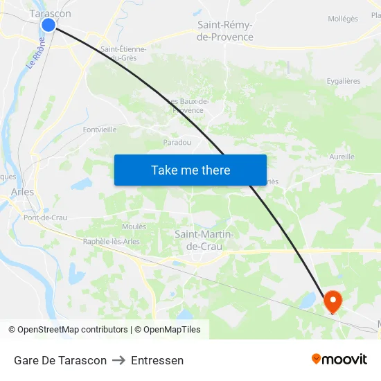 Gare De Tarascon to Entressen map