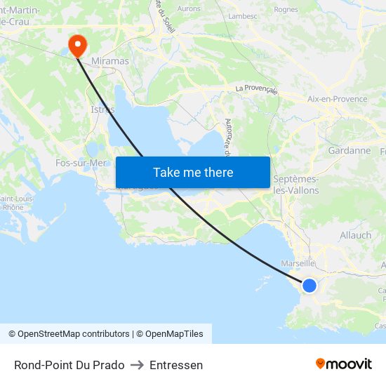 Rond-Point Du Prado to Entressen map