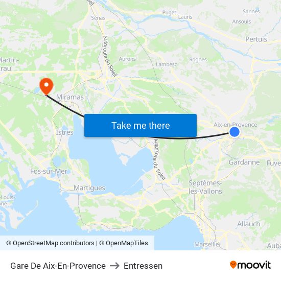 Gare De Aix-En-Provence to Entressen map