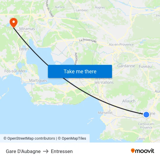 Gare D'Aubagne to Entressen map