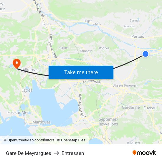 Gare De Meyrargues to Entressen map