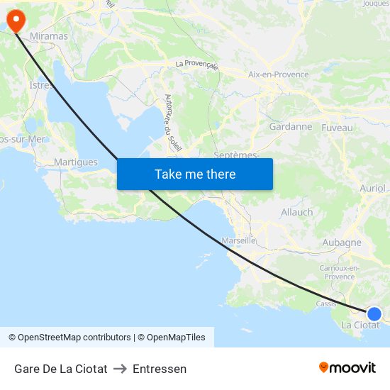 Gare De La Ciotat to Entressen map