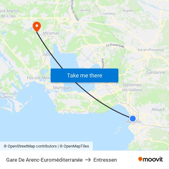 Gare De Arenc-Euroméditerranée to Entressen map