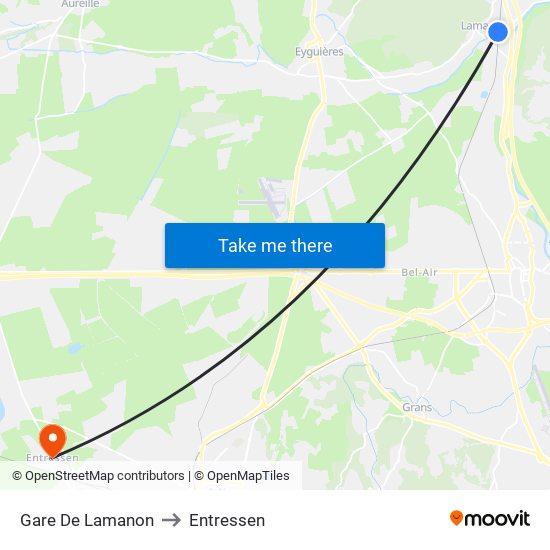 Gare De Lamanon to Entressen map