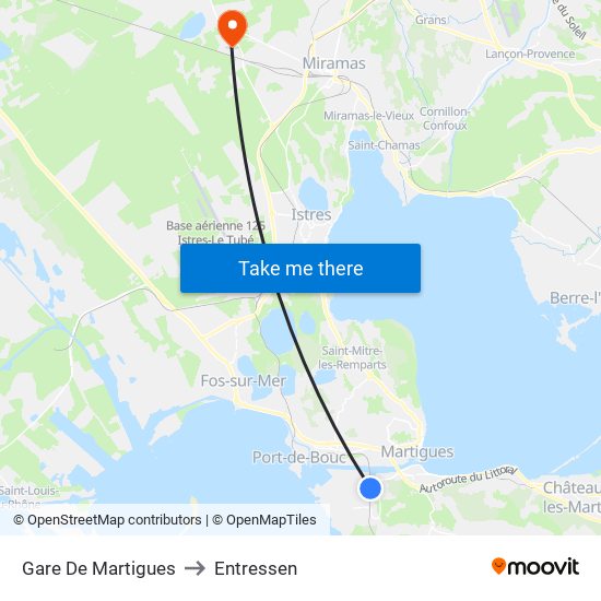 Gare De Martigues to Entressen map