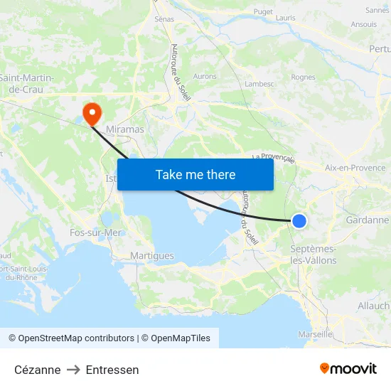 Cézanne to Entressen map