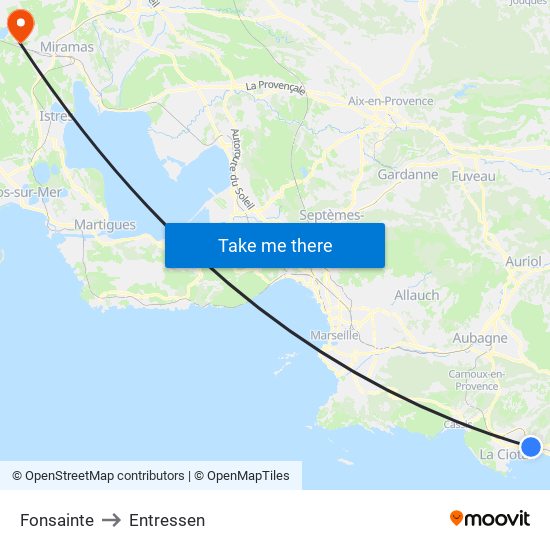 Fonsainte to Entressen map