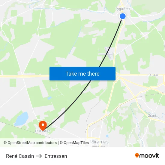 René Cassin to Entressen map