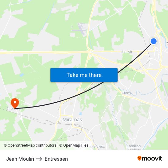Jean Moulin to Entressen map
